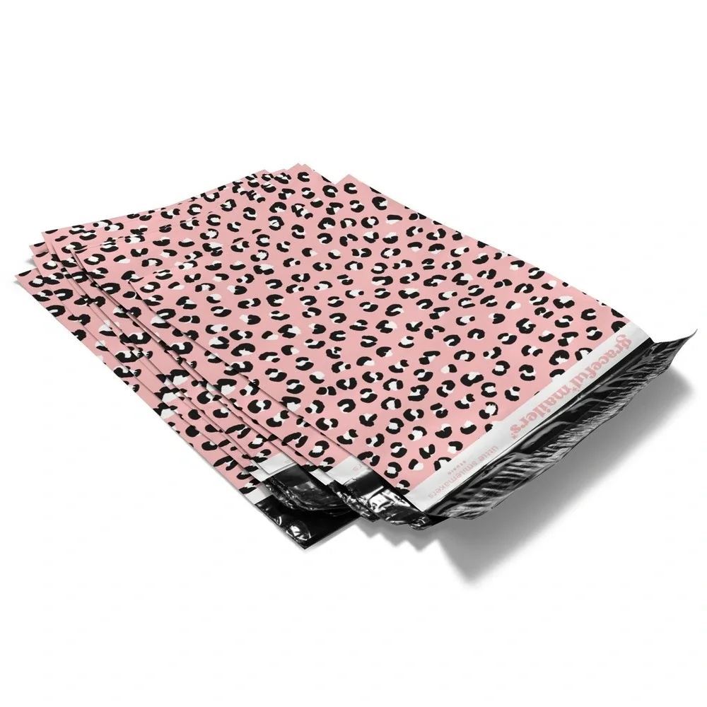 Pink Leopard Poly Mailers 10x13 Inch 100‎ Pack Shipping Supplies Animal Print